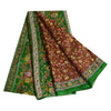 Сари Sanskriti Vintage темно-красного цвета, 100% чистый шелк, напечатанное сари, 5 ярдов, ткань для рукоделия, устойчивая к истиранию
