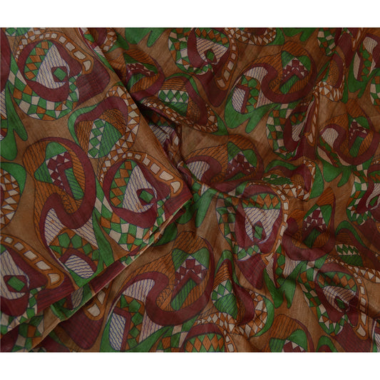 Sanskriti Vintage Sarees Multi Indian Pure Silk Printed Sari 5YD Craft Sustainable Fabric