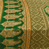 Sanskriti Vintage Sarees Green Pure Silk Indian Printed Sari Floral Craft Sustainable Fabric