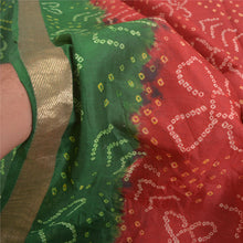 Load image into Gallery viewer, Sanskriti Vintage Sarees Red Bandhani Pure Silk Printed Sari Soft Craft Fabric

