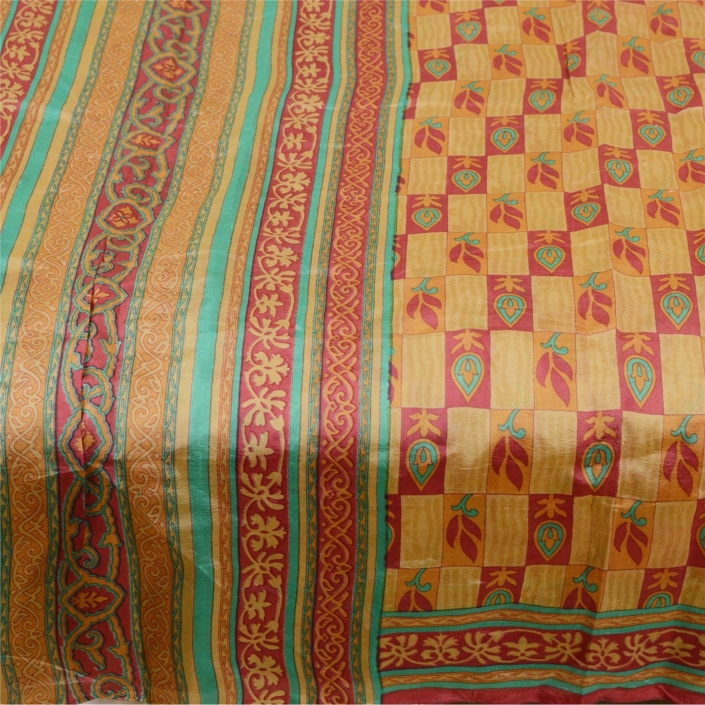 Sanskriti Vintage Sarees Pink Indian Printed Pure Silk Sari Floral Craft Sustainable Fabric