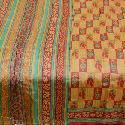 Sanskriti Vintage Sarees Pink Indian Printed Pure Silk Sari Floral Craft Sustainable Fabric