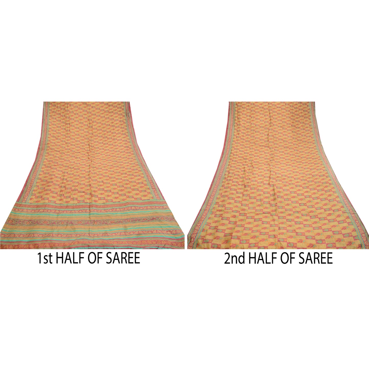 Sanskriti Vintage Sarees Pink Indian Printed Pure Silk Sari Floral Craft Sustainable Fabric