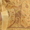 Sanskriti Vintage Sarees Beige Pure Silk Printed Sari Floral 5yd Craft Sustainable Fabric
