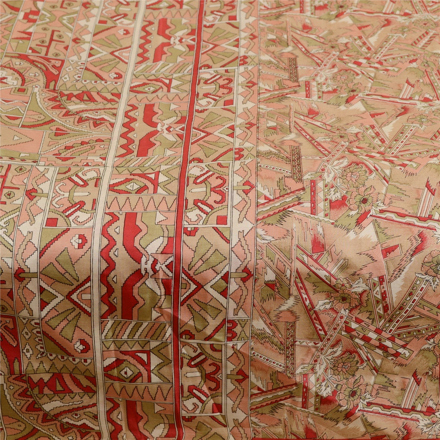 Sanskriti Vintage Sarees Multi Pure Silk Printed Sari Soft Floral Craft Sustainable Fabric