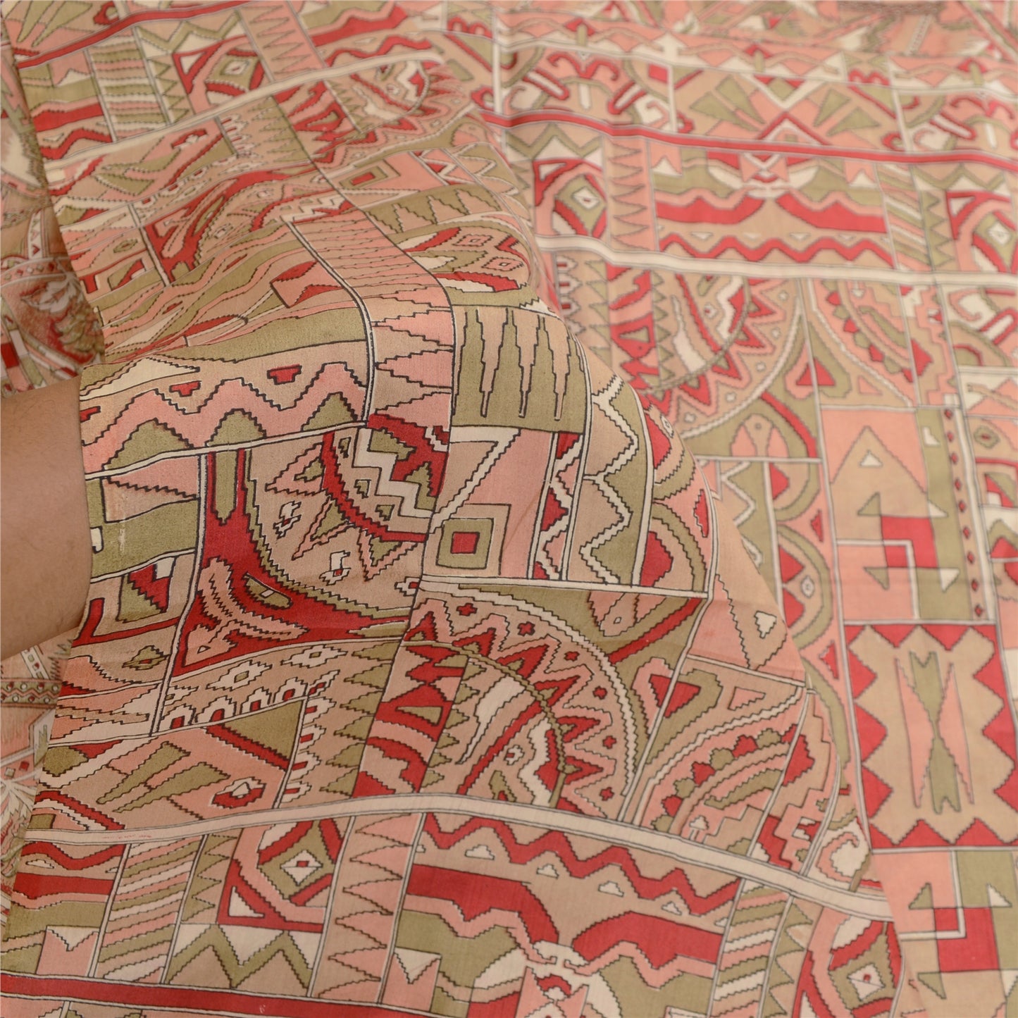 Sanskriti Vintage Sarees Multi Pure Silk Printed Sari Soft Floral Craft Sustainable Fabric