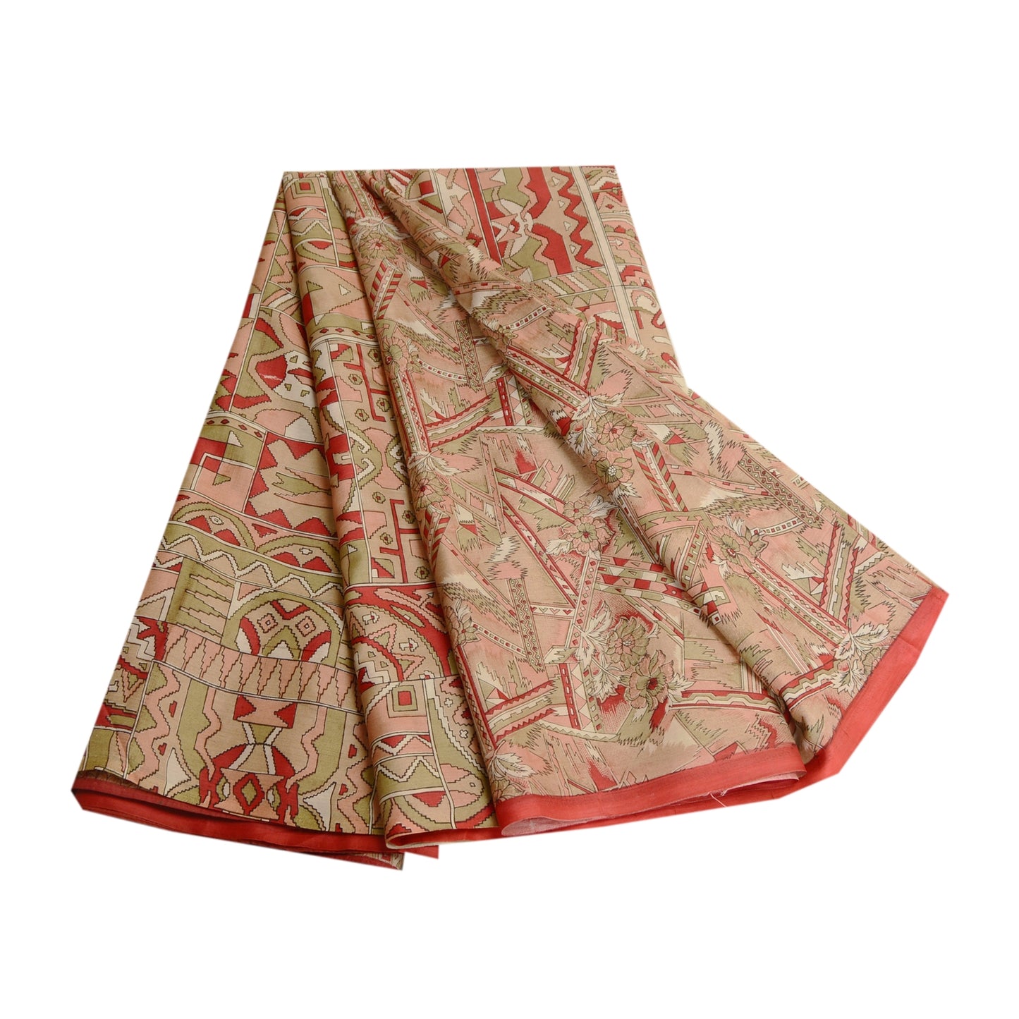 Sanskriti Vintage Sarees Multi Pure Silk Printed Sari Soft Floral Craft Sustainable Fabric