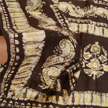 Load image into Gallery viewer, Sanskriti Vintage Sarees Brown Batik Printed Pure Silk Sari Decor Craft Fabric
