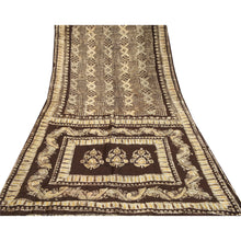 Load image into Gallery viewer, Sanskriti Vintage Sarees Brown Batik Printed Pure Silk Sari Decor Craft Fabric
