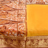 Sanskriti Vintage Sarees Yellow Human Animal Printed Pure Silk Sari Craft Sustainable Fabric