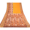 Sanskriti Vintage Sarees Yellow Human Animal Printed Pure Silk Sari Craft Sustainable Fabric
