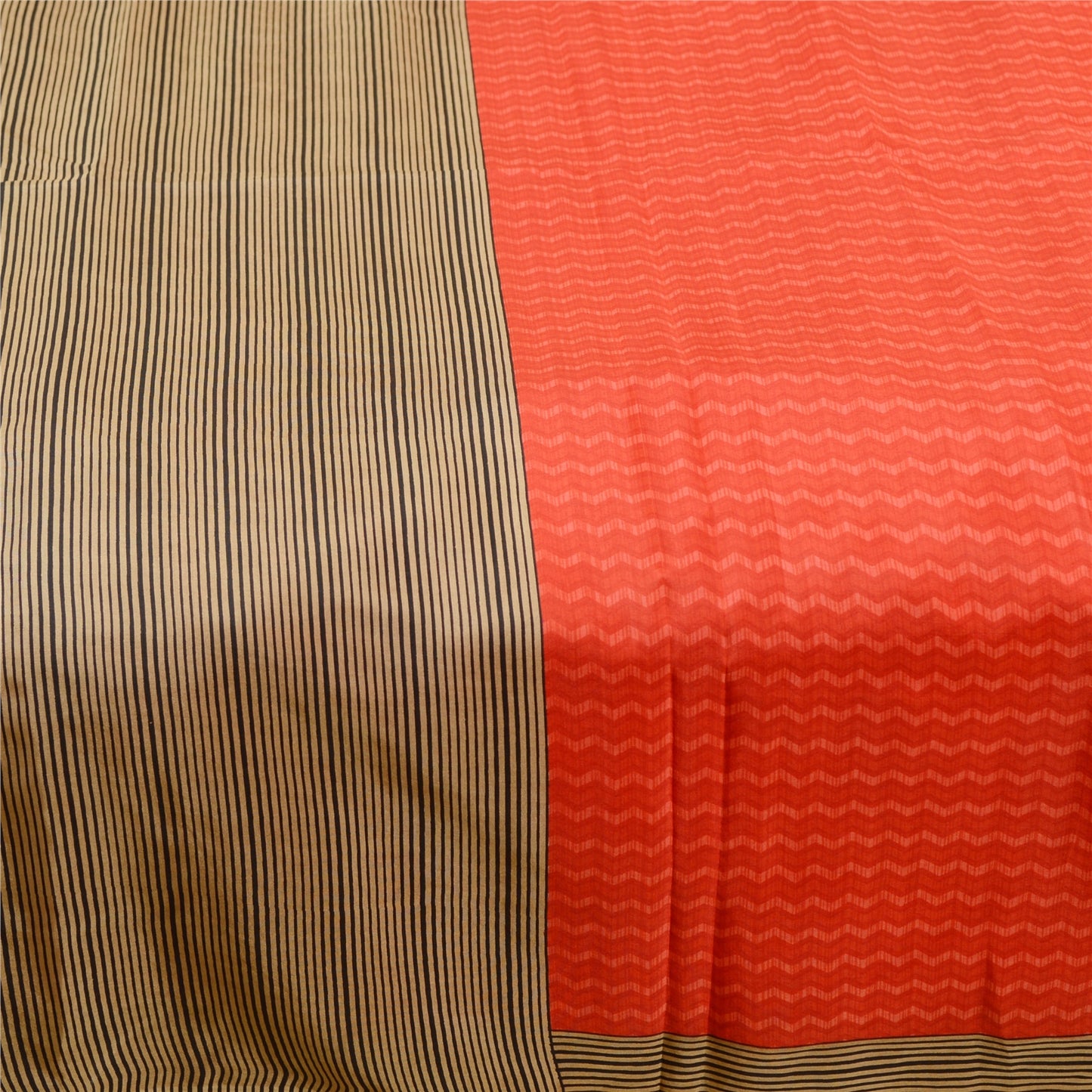 Sanskriti Vintage Sarees Red Pure Silk Printed Sari Soft Floral 5yd Craft Sustainable Fabric