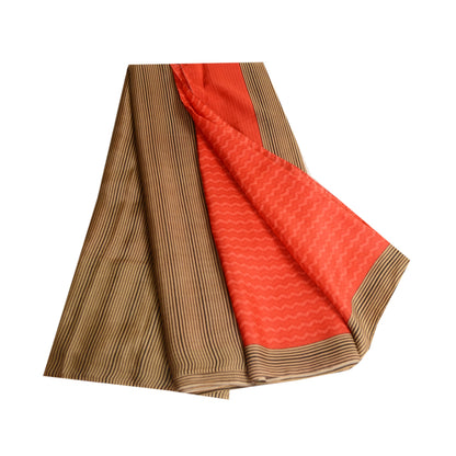 Sanskriti Vintage Sarees Red Pure Silk Printed Sari Soft Floral 5yd Craft Sustainable Fabric