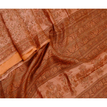 Load image into Gallery viewer, Sanskriti Vintage Sarees Coffee-Brown Pure Silk Printed Sari Floral Craft Fabric
