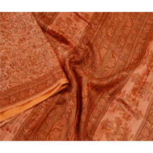 Load image into Gallery viewer, Sanskriti Vintage Sarees Coffee-Brown Pure Silk Printed Sari Floral Craft Fabric
