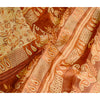 Sanskriti Vintage Sarees Beige 100% Pure Silk Printed Sari Floral Craft Sustainable Fabric