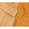 Sanskriti Vintage Sarees Cream 100% Pure Silk Printed Sari Floral Craft Sustainable Fabric