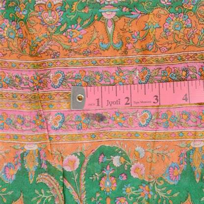 Sanskriti Vintage Sarees Hot Pink 100% Pure Silk Printed Sari Soft Craft Sustainable Fabric