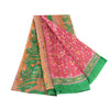 Sanskriti Vintage Sarees Hot Pink 100% Pure Silk Printed Sari Soft Craft Sustainable Fabric
