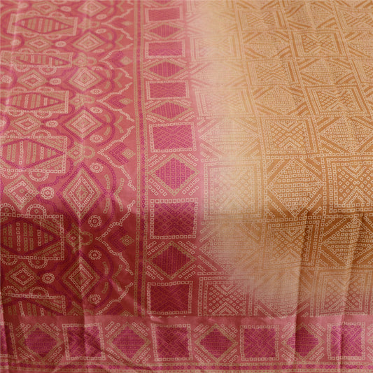 Sanskriti Vintage Sarees Brown Bandhani Printed Pure Silk Sari Soft Craft Sustainable Fabric