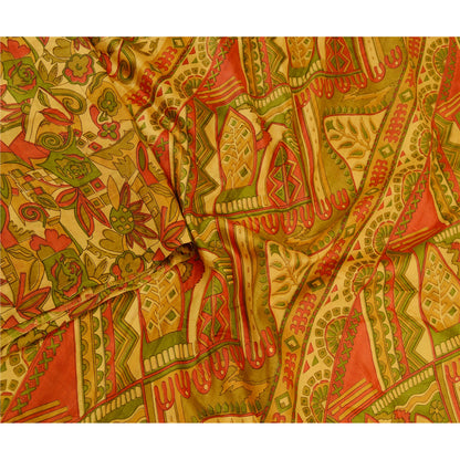 Sanskriti Vintage Sarees Safran Indisk Ren Silke Trykt Sari Blødt Håndværk Bæredygtigt Stoff