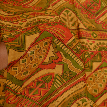 Sanskriti Vintage Sarees Safran Indisk Ren Silke Trykt Sari Blødt Håndværk Bæredygtigt Stoff