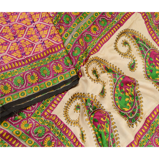 Sanskriti Vintage Sarees From India Multi Pure Silk Printed Sari Craft Sustainable Fabric