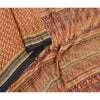 Sanskriti Vintage Sarees Red Pure Silk Printed Sari Floral Soft 5yd Craft Sustainable Fabric