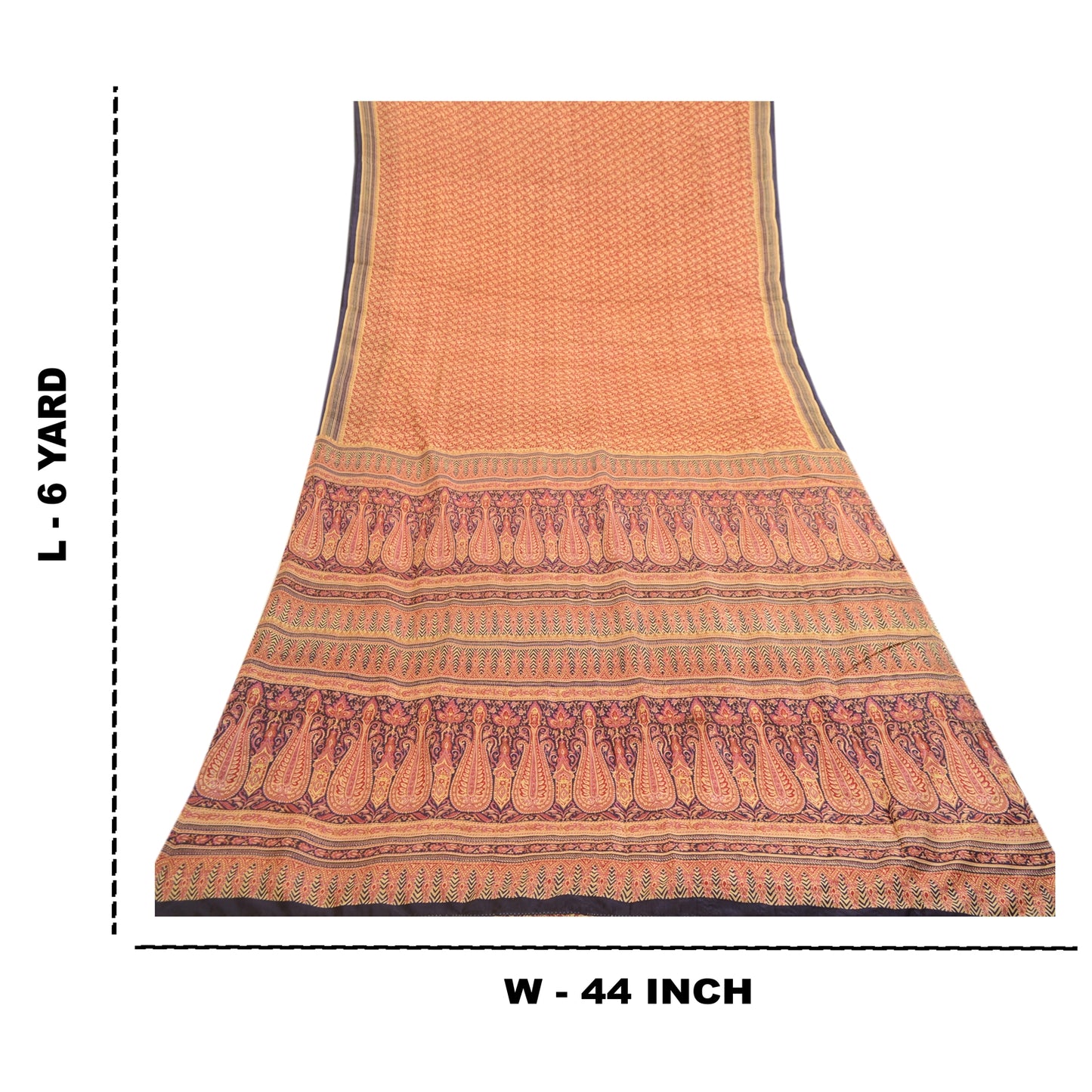 Sanskriti Vintage Sarees Red Pure Silk Printed Sari Floral Soft 5yd Craft Sustainable Fabric