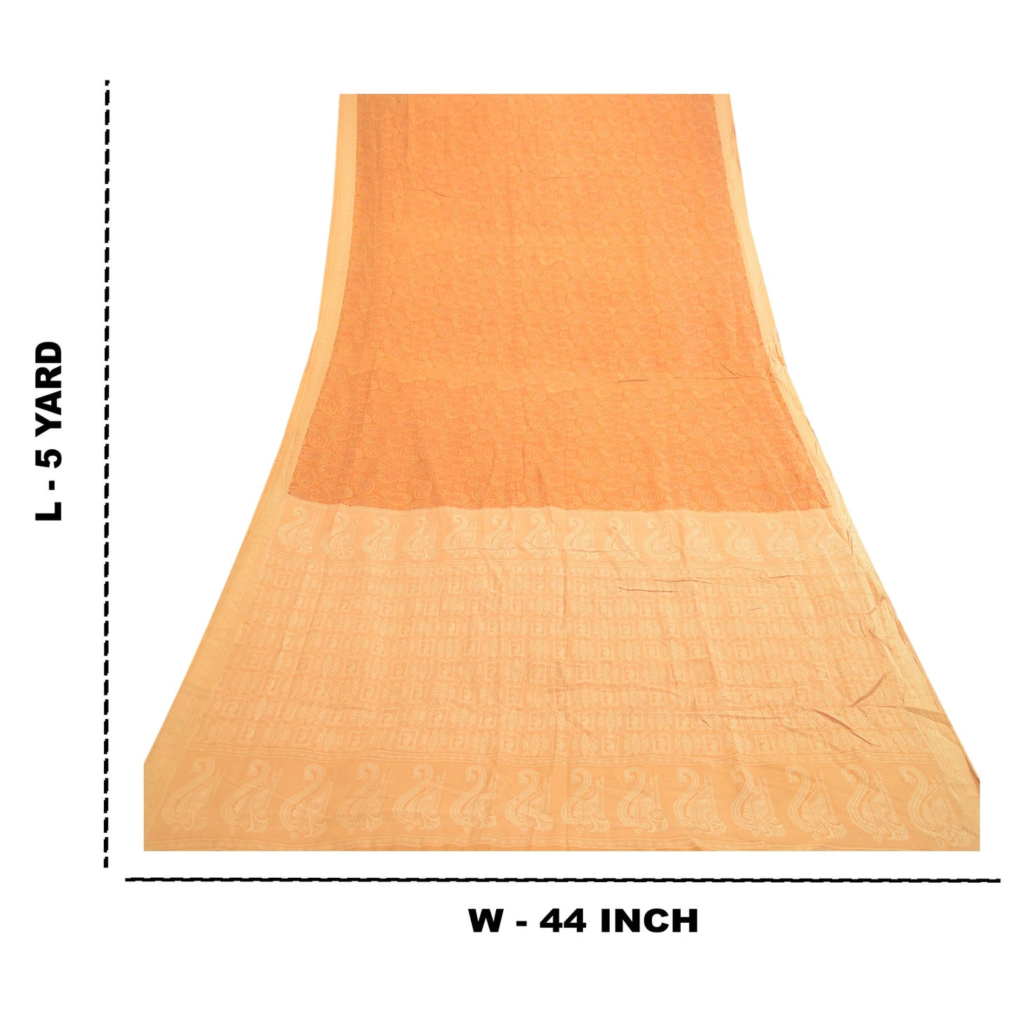 Sanskriti Vintage Sarees Caramel Pure Silk Printed Woven Sari 5yd Craft Sustainable Fabric