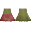 Sanskriti Vintage Sarees Green Pure Silk Printed Zari Border Sari Craft Sustainable Fabric