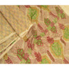 Sanskriti Vintage Sarees Indian Cream 100% Pure Silk Printed Sari Craft Sustainable Fabric