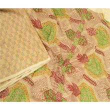 Load image into Gallery viewer, Sanskriti Vintage Sarees Indian Cream 100% Pure Silk Printed Sari Craft Fabric

