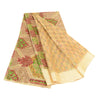 Sanskriti Vintage Sarees Indian Cream 100% Pure Silk Printed Sari Craft Sustainable Fabric