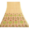 Sanskriti Vintage Sarees Indian Cream 100% Pure Silk Printed Sari Craft Sustainable Fabric
