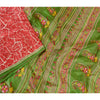 Sanskriti Vintage Sarees Red Indian 100% Pure Silk Printed Sari 5YD Craft Sustainable Fabric