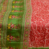 Sanskriti Vintage Sarees Red Indian 100% Pure Silk Printed Sari 5YD Craft Sustainable Fabric
