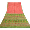 Sanskriti Vintage Sarees Red Indian 100% Pure Silk Printed Sari 5YD Craft Sustainable Fabric