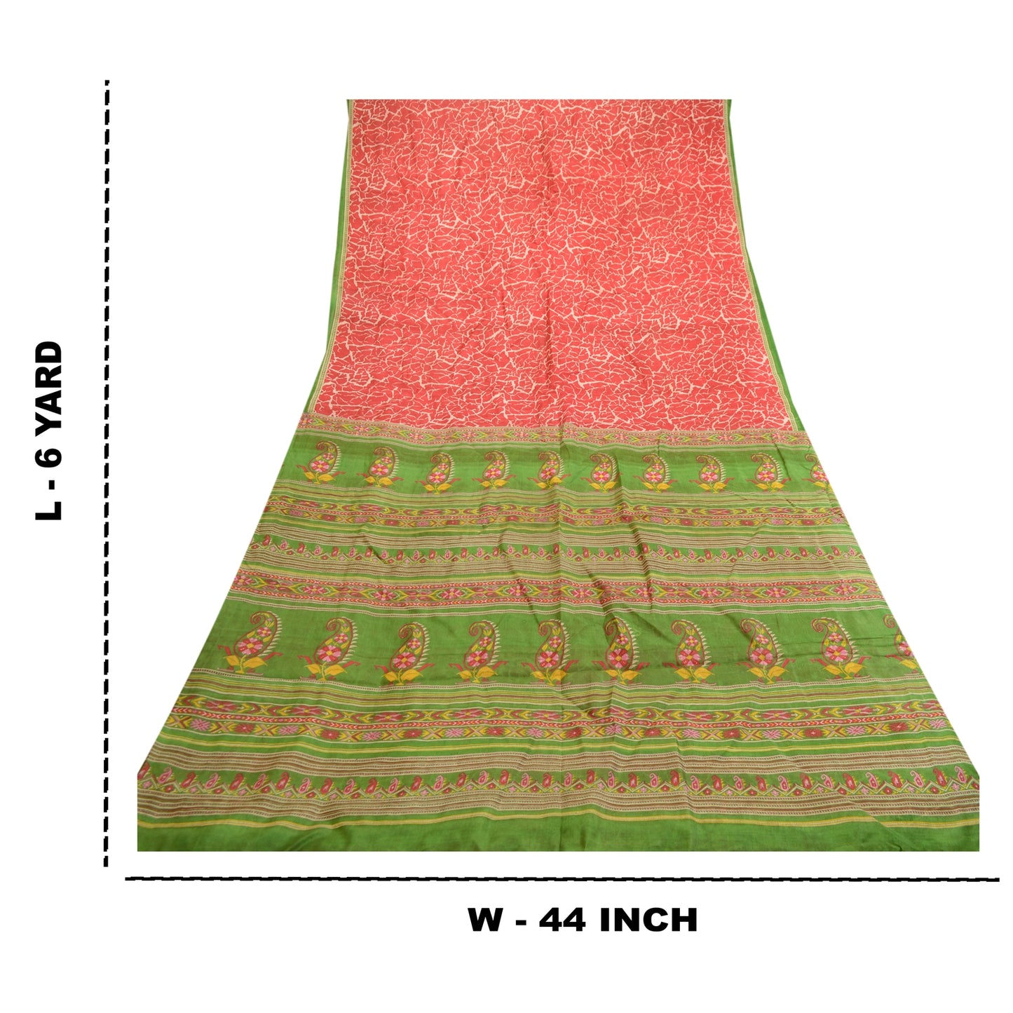 Sanskriti Vintage Sarees Red Indian 100% Pure Silk Printed Sari 5YD Craft Sustainable Fabric