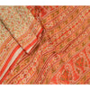 Sanskriti Vintage Sarees Cream Indian Cream Pure Silk Printed Sari Craft Sustainable Fabric