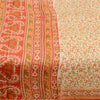 Sanskriti Vintage Sarees Cream Indian Cream Pure Silk Printed Sari Craft Sustainable Fabric
