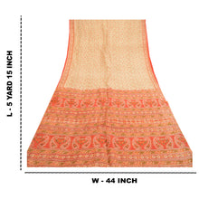Load image into Gallery viewer, Sanskriti Vintage Sarees Cream Indian Cream Pure Silk Printed Sari Craft Fabric
