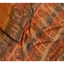 Load image into Gallery viewer, Sanskriti Vintage Sarees Saffron Baluchari Printed Pure Silk Sari Craft Fabric
