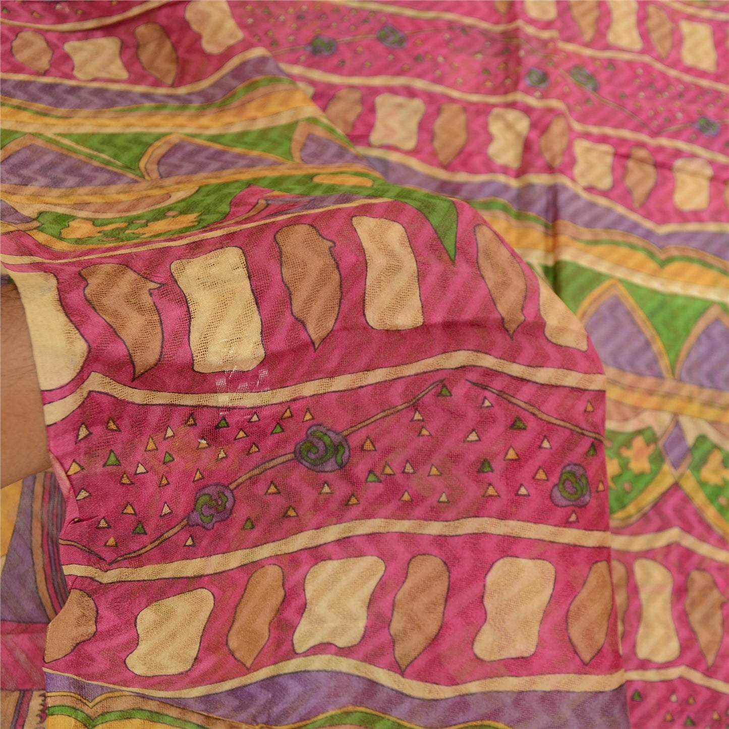 Sanskriti Vintage Sarees Multi Pure Silk Printed Woven Sari Soft Craft Sustainable Fabric