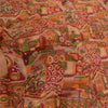 Sanskriti Vintage Sarees Red Pure Silk Printed Sari Floral Soft 5yd Craft Sustainable Fabric