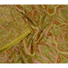 Load image into Gallery viewer, Sanskriti Vintage Sarees Green 100% Pure Silk Printed Sari 5yd Soft Craft Fabric
