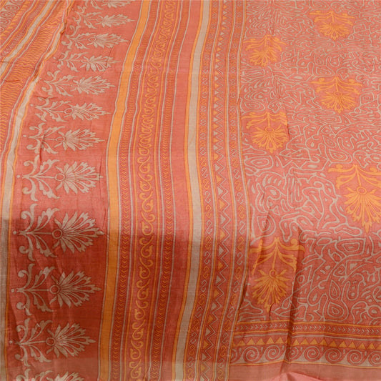 Sanskriti Vintage Sarees From Indian Pink Pure Silk Printed Sari Craft Sustainable Fabric