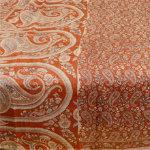 Load image into Gallery viewer, Sanskriti Vintage Sarees Orange Indian Pure Silk Printed Sari Soft Craft Fabric
