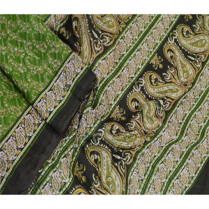 Sanskriti Vintage Sarees Green Indian Pure Silk Printed Sari Decor Craft Sustainable Fabric