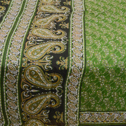 Sanskriti Vintage Sarees Green Indian Pure Silk Printed Sari Decor Craft Sustainable Fabric